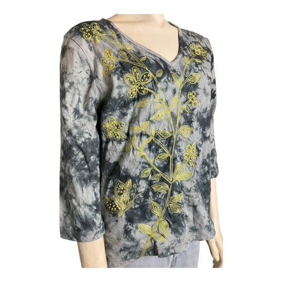 Tie Dye Embroidered Top Shirt Blouse Trashy Y2K Retro Boho Concert Festival M - Picture 8 of 10
